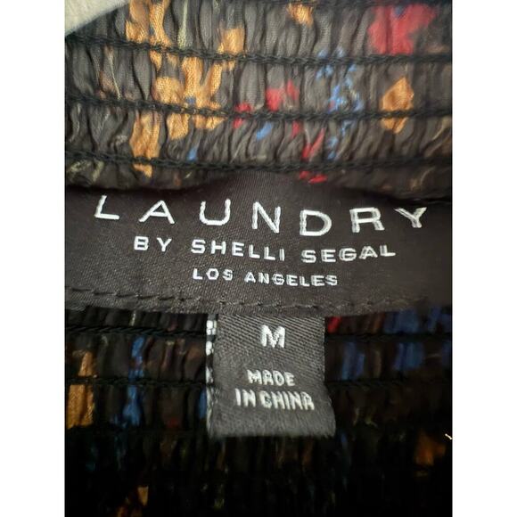 Laundry Shelli Segal Floral Smocked Print Blouse size medium - Picture 5 of 7